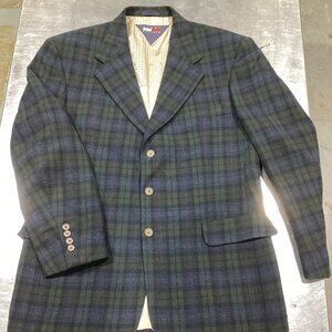 Tommy Hilfiger Men's Plaid Wool Blazer - Green & Navy Check - Classic Fit
